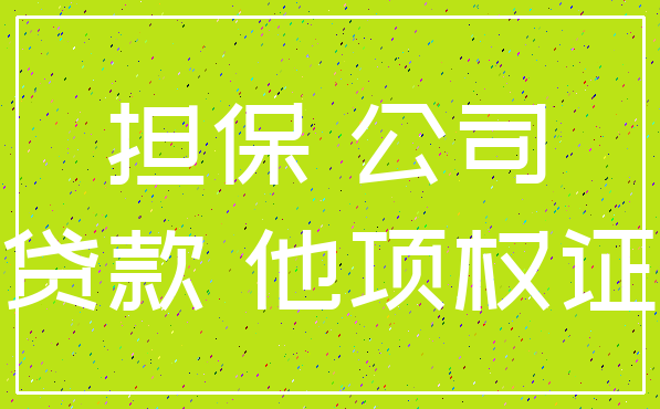 担保 公司_贷款 他项权证