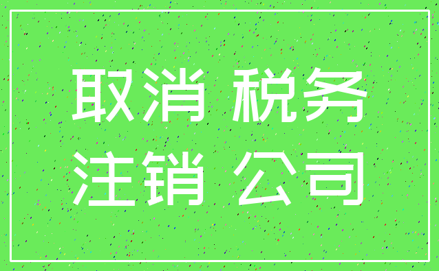 取消 税务_注销 公司