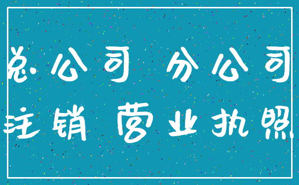 总公司 分公司_注销 营业执照