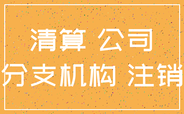 清算 公司_分支机构 注销