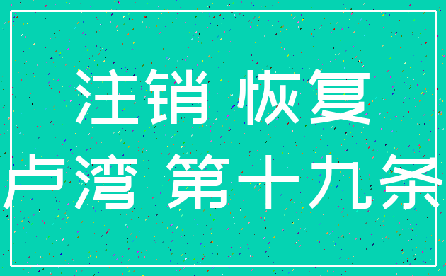 注销 恢复_卢湾 第十九条