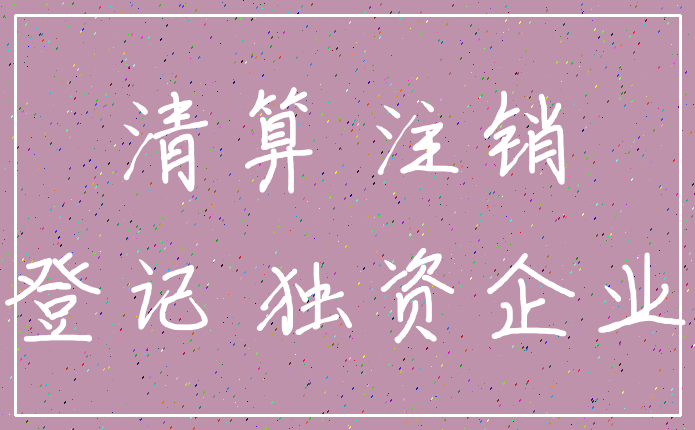 清算 注销_登记 独资企业
