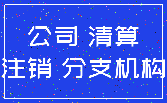 公司 清算_注销 分支机构