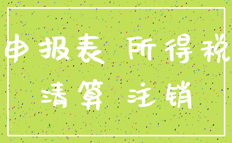 申报表 所得税_清算 注销