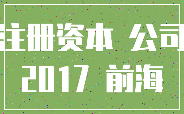 注册资本 公司_2017 前海