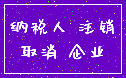 纳税人 注销_取消 企业
