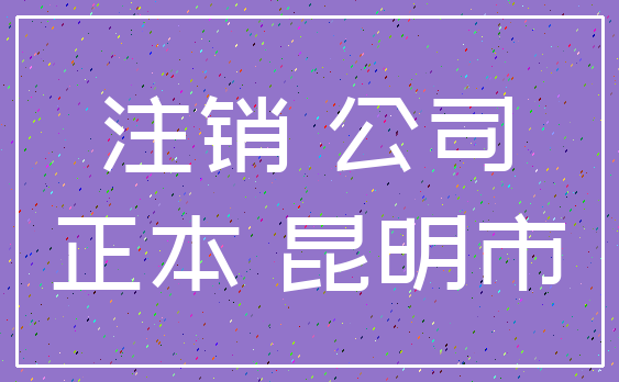 注销 公司_正本 昆明市