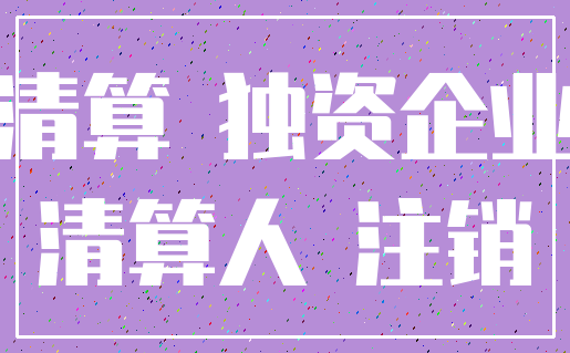 清算 独资企业_清算人 注销