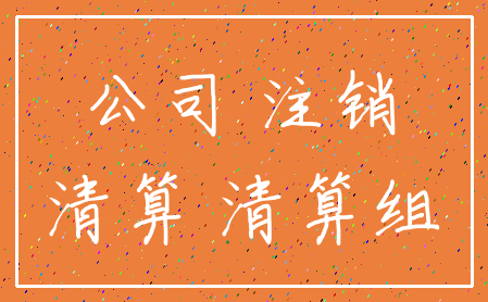 公司 注销_清算 清算组