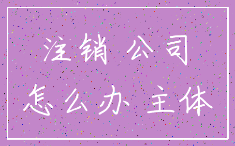 注销 公司_怎么办 主体