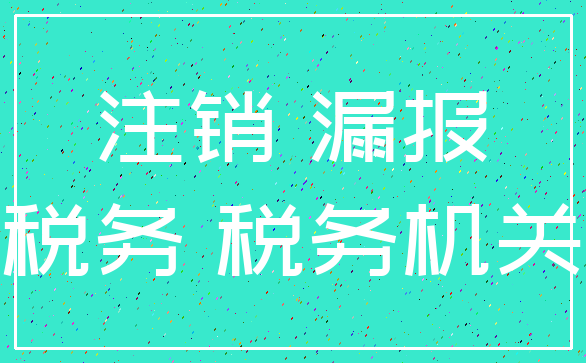 注销 漏报_税务 税务机关