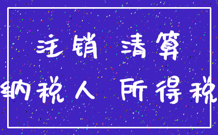 注销 清算_纳税人 所得税