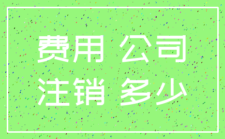 费用 公司_注销 多少