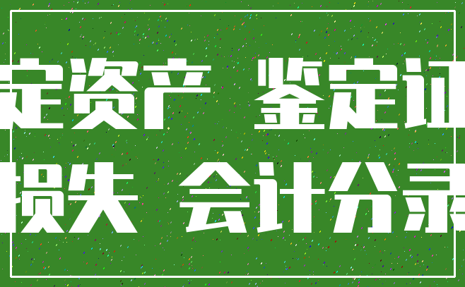 固定资产 鉴定证书_损失 会计分录