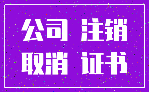 公司 注销_取消 证书