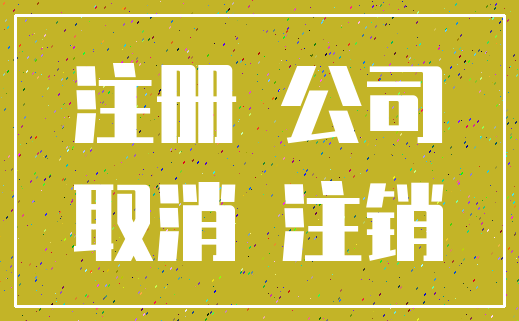 注册 公司_取消 注销