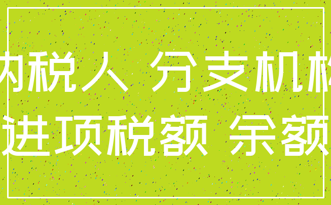 纳税人 分支机构_进项税额 余额
