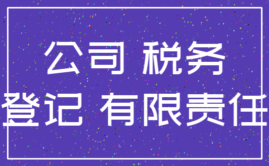 公司 税务_登记 有限责任