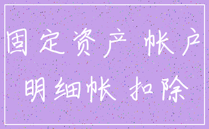 固定资产 帐户_明细帐 扣除