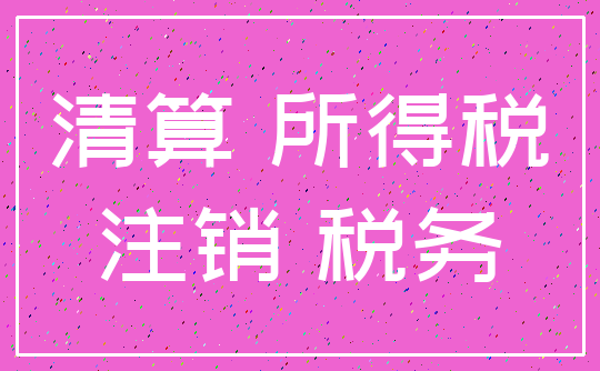 清算 所得税_注销 税务