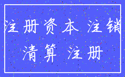 注册资本 注销_清算 注册