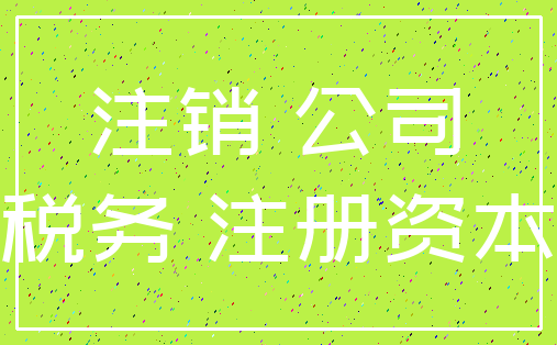 注销 公司_税务 注册资本