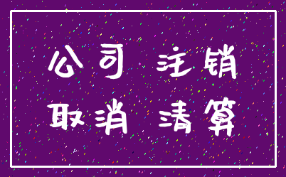 公司 注销_取消 清算