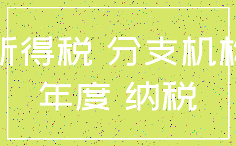 所得税 分支机构_年度 纳税