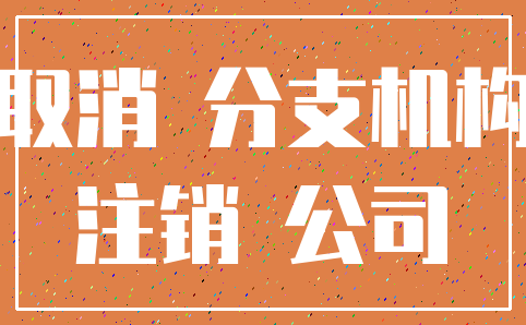 取消 分支机构_注销 公司