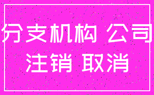 分支机构 公司_注销 取消
