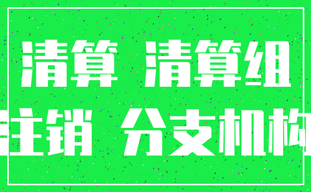 清算 清算组_注销 分支机构