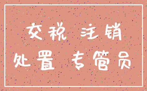 交税 注销_处置 专管员