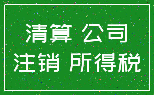 清算 公司_注销 所得税