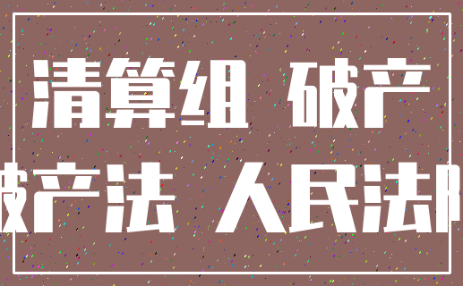 清算组 破产_破产法 人民法院