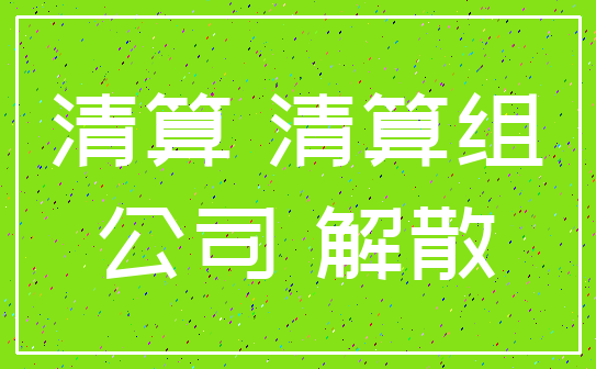 清算 清算组_公司 解散