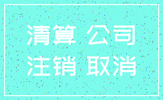 清算 公司_注销 取消