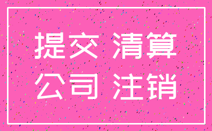 提交 清算_公司 注销
