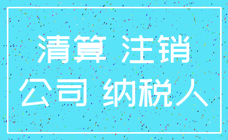 清算 注销_公司 纳税人
