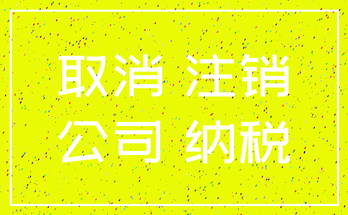 取消 注销_公司 纳税