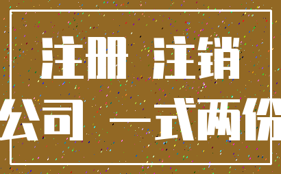 注册 注销_公司 一式两份