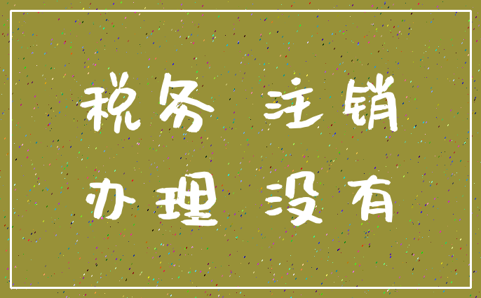 税务 注销_办理 没有