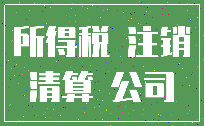所得税 注销_清算 公司