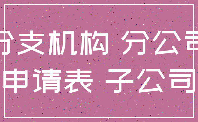 分支机构 分公司_申请表 子公司