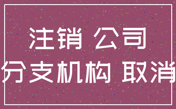 注销 公司_分支机构 取消