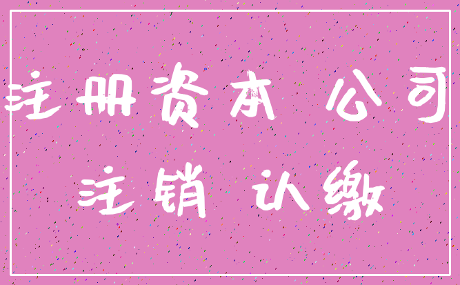 注册资本 公司_注销 认缴