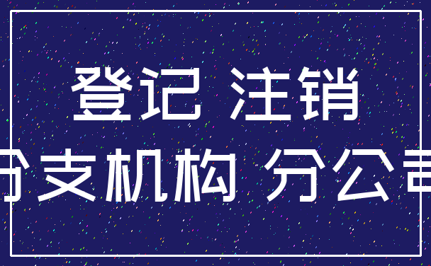 登记 注销_分支机构 分公司
