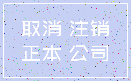取消 注销_正本 公司