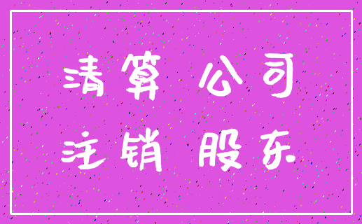 清算 公司_注销 股东