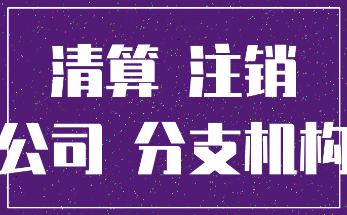 清算 注销_公司 分支机构