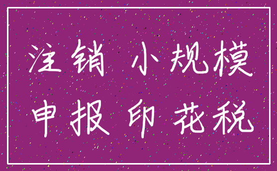 注销 小规模_申报 印花税